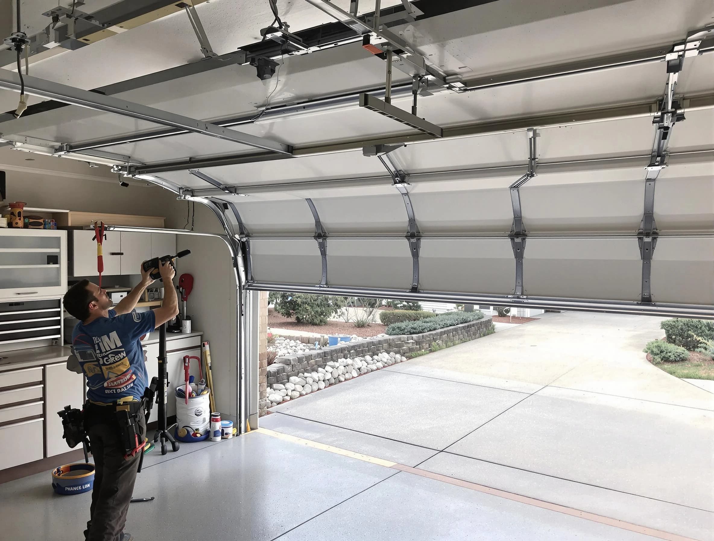 Garage door track repair service by Warrior Garage Door Repair in Warrior