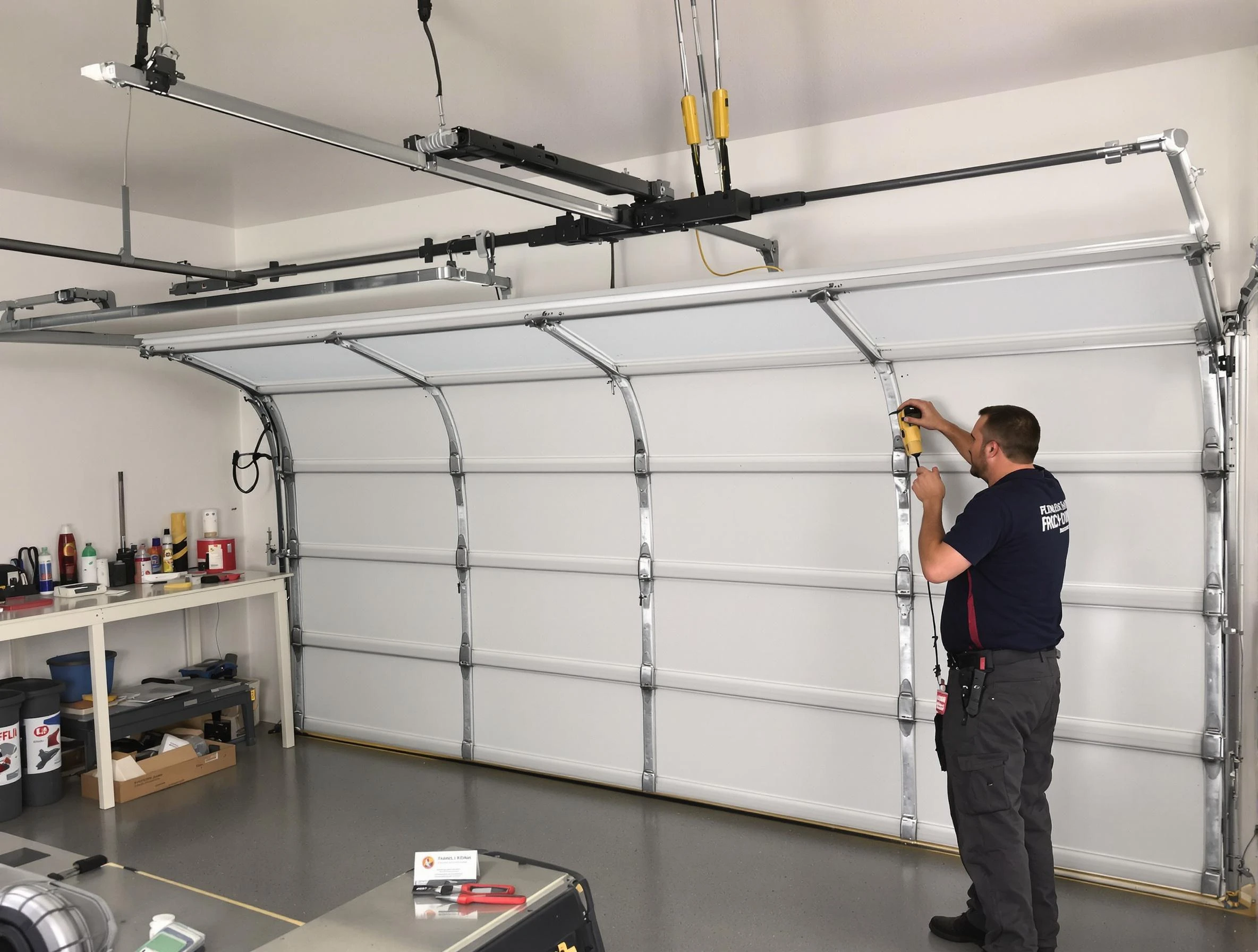 Warrior Garage Door Repair certified technician performing overhead door system repair in Warrior