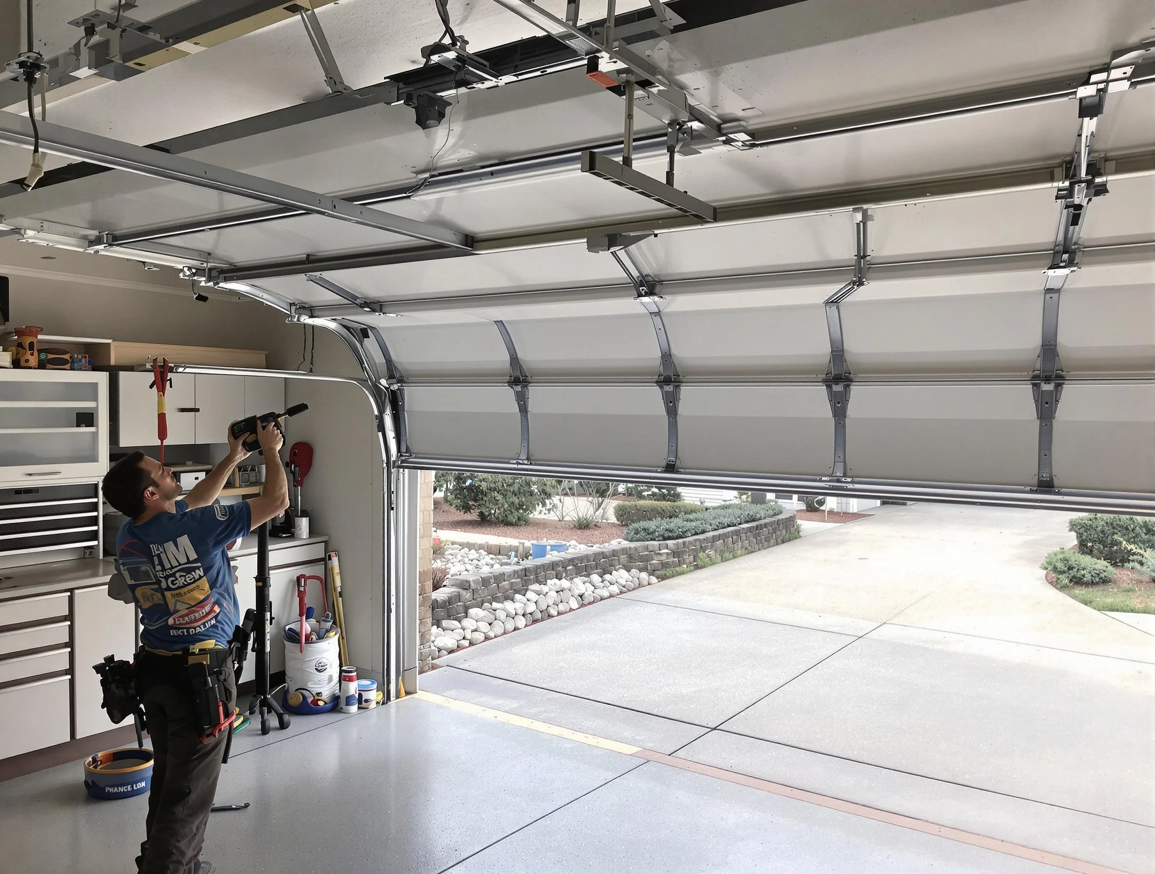 Garage door track repair service by Warrior Garage Door Repair in Warrior